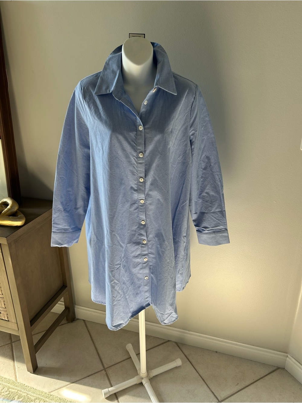 Light Blue Button-Up swing dress with pockets